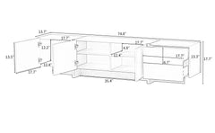 Rectangle Design TV Stand for Television Up to 80", Unique Style Console Table, Storage Cabinet with High Gloss UV Surface