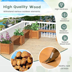 Outdoor Bench  Wood Raised Garden Bed with Open Base, Weather-Resistant Deep Planter Boxes for Flowers Fruit Vegetable