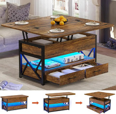 40" Lift Top Coffee Table, 4 in 1 Coffee Tables with Storage for Living Room, Small Farmhouse Coffee Table with 2 Drawers