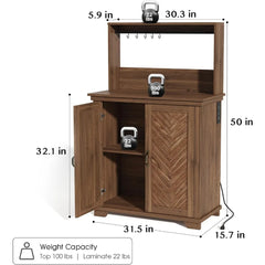 Coffee Bar Cabinet with Storage,Kitchen Cabinet with Hutch and Charging Station,Sideboard Buffet Cabinets for Living Dining Room