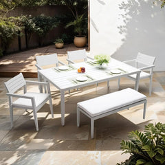7 Piece Patio Dining Table Set, All-Weather Outdoor Furniture Set with Dining Table and Chairs for Garden, Backyard