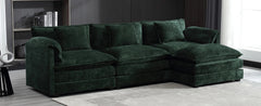 Modern Chenille L-Shaped Sectional Sofa with Moveable Ottoman & Memory Foam