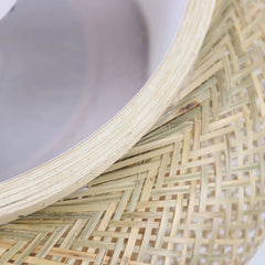 Asian Rustic Bamboo Flush Mount Ceiling Light 3-Lamp Antique Rattan Ceiling Light Weaving Lantern Lighting Fixture