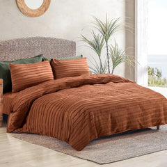 Duvet Cover Queen Size, Navy 3 Pieces Boho Tufted Duvet Cover Set, Soft and Lightweight Microfiber Comforter Cover Set