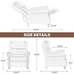 Pushback Recliner Chairs, Faux Leather Armchair Push Back Accent Chair, Rivet Trim Club Chair Home Theater Overstuffed