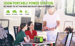 200W Portable Power Station with 40W Solar Panel 155Wh Solar Generator 42000mAh Power Bank with AC Outlet 110V, DC, USB QC3.0