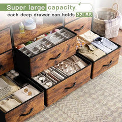 Dresser TV Stand with Power Outlet & 8 Fabric Drawers – Storage Media Console for Bedroom & Living Room