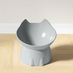 1pc WhiskerWare Elevated Cat Bowl, Anti-Tip Plastic Raised Pet Feeding Dish with Tilted Edge, Neck Protection Kitty Food Dog