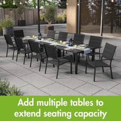 Rectangle Steel Outdoor Dining Table, Black