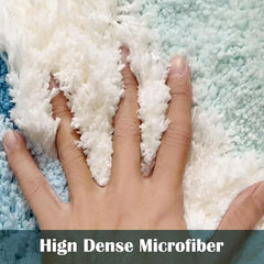 2x6 feet Shag 3D Stereo Wave Moss Bedside Rug 23"×72" Cute Navy Blue Runner Rug Non Slip Washable Bathroom Rugs Bath Mats