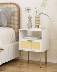 Nightstand with Charging Station, 2 Drawer Dresser for Bedroom, Small Bedside Table