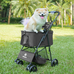 Wedyvko Luxury Detachable Pet Stroller Light Cup Holder Design Four-wheeled Universal Wheel Dog Cart Outdoor Travel Carrying Bag