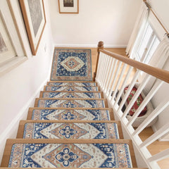 Carpet Stair Treads for Wooden Steps Set of 15, 30''X8'' Indoor Runner Resistant Rugs Rubber Safety Mats for Dogs