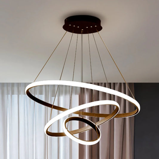 Nordic Luxury LED Pendant Chandelier Adjustable Indoor Lighting High Brightness Decor Ornament for Dining Bar Living Room Shop