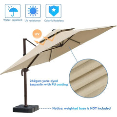 10x13FT Cantilever Outdoor Patio Umbrellas, Double Top Large Rectangle Umbrella