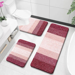 Bathroom Rugs Sets 3 Piece, Soft Absorbent Microfiber Bath Rugs and U-Shaped Contour Toilet Rug Area Rug Set
