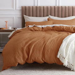 Cotton Duvet Cover King - 100% Cotton Waffle Weave Coconut White Duvet Cover King Size, GentleSoft™ and Breathable Bedding Set