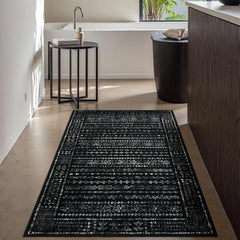 Boho Washable 3x5 Area Rugs for Kitchen Floor Entry, Black and White Rug Modern Indoor Mats for Entryway Non Slip