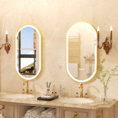 Large LED Oval Bathroom Mirror with Stepless Dimmable Lighted Vanity Mirror for Wall Mounted Vanity with Frame Anti-Fog Memory