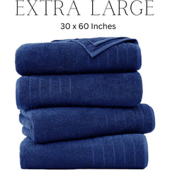 100% Cotton 30x60 4 Pk Bath Towels Set for Bathroom, Extra Large Ringspun Soft and Absorbent