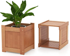 Outdoor Bench  Wood Raised Garden Bed with Open Base, Weather-Resistant Deep Planter Boxes for Flowers Fruit Vegetable