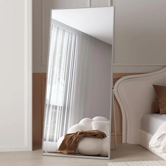 Full Length Mirror 65"x22", Full Body Tempered Mirror Rectangle with Stand, Large Wall Mounted Mirror for Bedroom