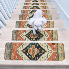 Carpet Stair Treads for Wooden Steps Set of 15, 30''X8'' Indoor Runner Resistant Rugs Rubber Safety Mats for Dogs