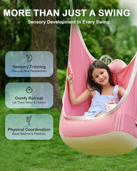 Upgraded Kids Hanging Pod Swing Chair with Inflatable Cushion, Child Hanging Hammock for Indoor and Outdoor
