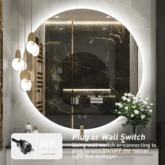 28 Inch Round Led Mirror for Bathroom,  Round Mirror with Lights,Framless Wall Mounted Lighted Bathroom Mirror Dimmable