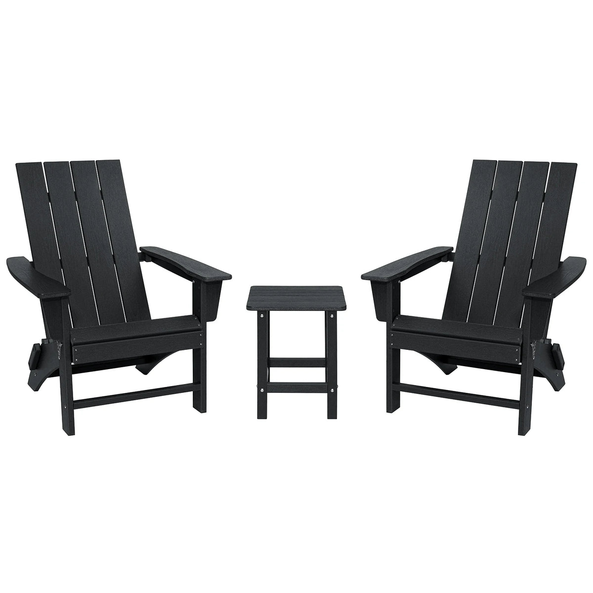 Portable Chairs Table Set of 3, Folding Adirondack Chair Table for All Weathers, Outdoor Fire Pit Chairs for Patio Poolside