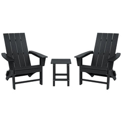 Portable Chairs Table Set of 3, Folding Adirondack Chair Table for All Weathers, Outdoor Fire Pit Chairs for Patio Poolside