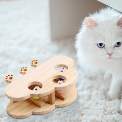 Funny Cat Hunt Puzzle Toy Wooden Maze Pet Hit Hamster Catch Bite Interactive Toys With 3/5holed Mouse Holes Cats Toy Pet Supplie
