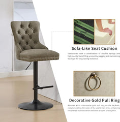 Velvet Swivel Bar Stools Set of 4 with Upholstered Back, Adjustable Counter Height Barstools, Bar Chairs for Home Bar Kitchen