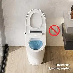 Non-electric One Piece Elongated Bidet Toilet for Bathroom, Built-in Air Pressure-Assisted System for Power Flush,Footkick Flush