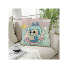 Funny Labubu Throw Pillow Cover, The Monsters Decorative Square Pillowcase Throw Cushion Case for Bedroom,Living Room,18x18 Inch
