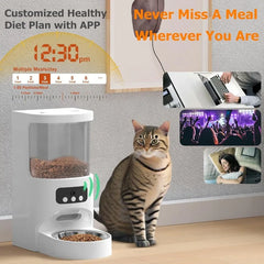 Automatic Cat Feeder with Camera,5G&2.4G WiFi Pet Feeder 1080P HD Pet Food Dispenser with Night Vision,Timed Smart