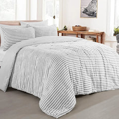 Oversized King Boho Comforter Set 120x120, Black White Tufted Jacquard Geometry Bedding 2 Matching Pillow Cases, Comforters