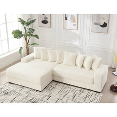 Oversized Two-Piece  Couches,  L Shaped Sofa, Corduroy, Left Chaise Daybed,with Armrests,Eight Throw Pillows,Corner Sofa