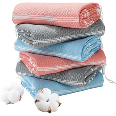 6 Packs Oversized Cotton Turkish Beach Towels Set Bulk 74"x38" Extra Large Sand Free Quick Dry Clearance Swim Bath Camping Pool