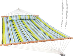 Double Quilted Fabric Hammock with Universal Steel Stand - 450-Pound Capacity - Black Stand