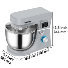 SucceBuy 5.5/7LElectric Stand Mixer with 6Speeds LCD Screen Timing Food Mixer Cream Egg Whisk Whip Dough Kneader With Steel Bowl
