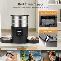 4.5L Button WiFi Automatic Cat Feeder Includes Two Stainless Steel Bowls Smart Pet Cat and Dogs Food Dispenser Feeder Pet Feeder