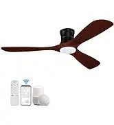52 "Smart Low Profile ceiling Fans with Lights Remote,Quiet DC Motor,Outdoor Indoor Flush Mount Fan,Control WIFIAle