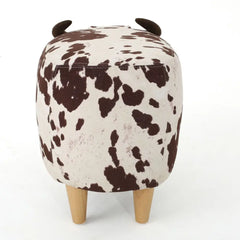 Velvet Cow-Shaped Ottoman – Cute Footstool with Cushioned Seat for Playroom & Porch