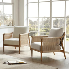 Braid Armchair, Modern Accent Chair for Living Room, Cream  chairs living room  accent chairs for living room
