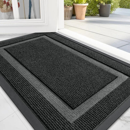 Front Door Mat Indoor Outdoor Entrance, Waterproof All-Season, All-Weather Doormat, Sturdy Natural Rubber, Fade Resistant,