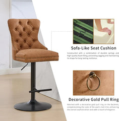 Velvet Swivel Bar Stools Set of 4 with Upholstered Back, Adjustable Counter Height Barstools, Bar Chairs for Home Bar Kitchen