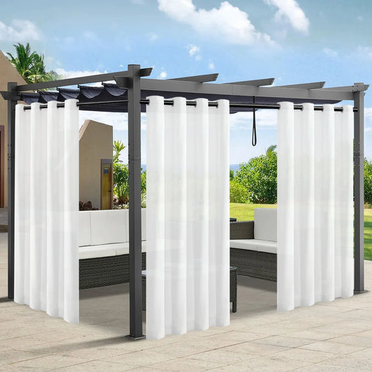 4PCS Waterproof Privacy Outdoor Curtain, Used For Pergolas, Front Porches, Awnings, And Protect Against Wind And Rain