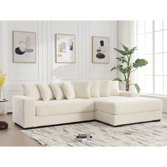 Oversized Two-Piece  Couches,  L Shaped Sofa, Corduroy, Left Chaise Daybed,with Armrests,Eight Throw Pillows,Corner Sofa
