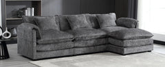 Modern Chenille L-Shaped Sectional Sofa with Moveable Ottoman & Memory Foam